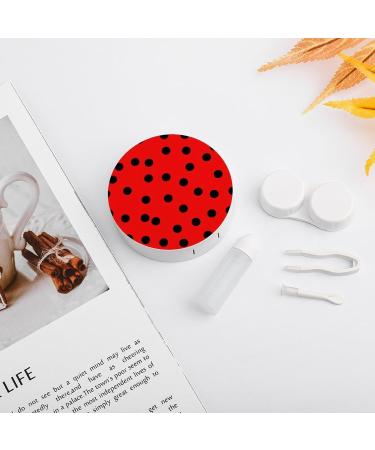 Black Dot Ladybugs Cute Contact Lens Case - Portable Round Storage Box with Mirror for Travel & Daily Use - Buy Online on GoSupps.com