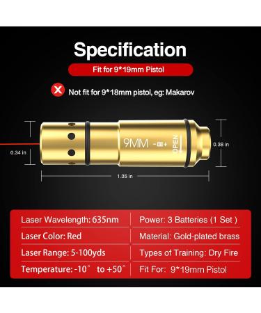 DEFENTAC Laser Training Cartridge for 9mm, .380, .45 ACP Dry Fire Training | Includes 2 Back Caps & Laser Target with Scoring Counter - Buy Online on GoSupps.com