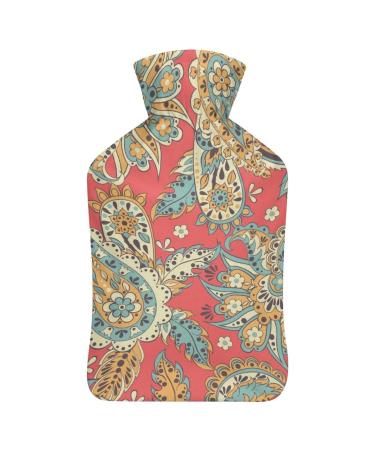 Hot Water Bottle With Lid Paisley Pattern Rubber Hot Water Bag For Pain Relief Cramps Foot Warmer Hot And Cold Therapy