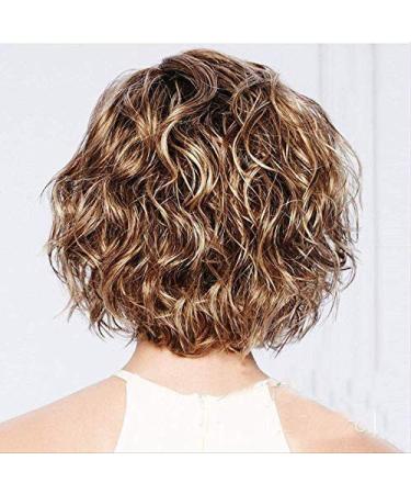 BGHJUE Short Curly Hair Wigs - Fluffy Gold Brown Mixed Color Pear Flower Roll | Trendy Fashion Accessory - Buy Online on GoSupps.com