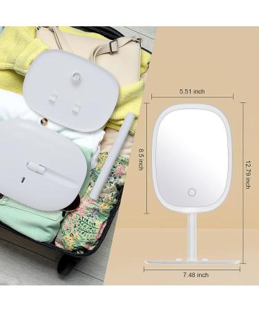 Rechargeable Lighted Makeup Mirror with 3 Color Temperature Modes - Portable and Adjustable LED Mirror for Makeup Desk and Travel - Buy Online on GoSupps.com