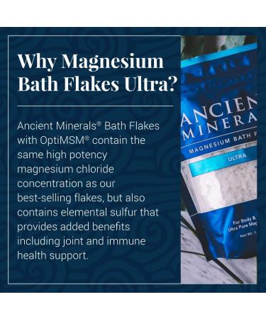 Ancient Minerals Magnesium Bath Flakes Ultra with OptiMSM - 1.65 lb Resealable Bag - Buy Online on GoSupps.com