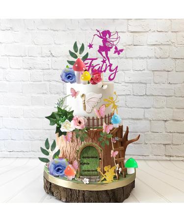 32PCS Fairy Cake Toppers Fairy Cake Decoration Pink Mushroom House Cake Decoration Butterfly Cake Decoration Fairy Garden Topper Fairy Party Supplies Favors for Fairy Birthday Party Baby Shower - Buy Online on GoSupps.com