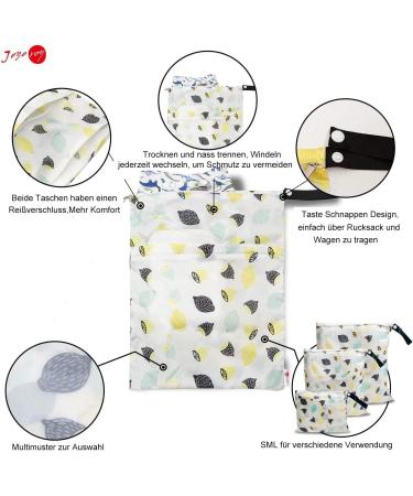 4 Pack Waterproof Diaper Bags - Wet Bags for Kindergarten & Cloth Diapers - Lemon Design | Perfect Laundry Solution for Baby - Buy Online on GoSupps.com