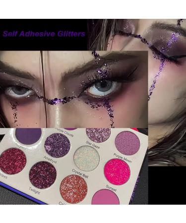 12 Color Glitter Eyeshadow Palette - Purple Pink Matte & Shimmer Shades for Halloween Christmas Face Paint & Cosplay Makeup - Women Girls - Buy Online on GoSupps.com