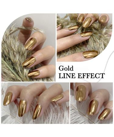 8ml Golden Metallic Gel Polish - 3D Mirror Effect Nail Art - Flower & Lines Drawing - International Shipping Available - Buy Online on GoSupps.com