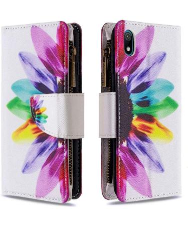 Buy Miago 9 Card Slots Leather Cover for Huawei Y5 2019 - Colorful Zipper Flip Wallet Case PU Leather Protective Cover with Sunflower Design - Buy Online on GoSupps.com