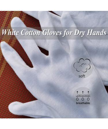 SANCNEE 12 Pairs Moisturizing Gloves for Dry Hands & Eczema - Soft White 100% Cotton - Medium (12 Pair) - Buy Online on GoSupps.com