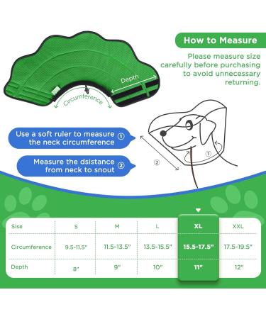 Buy Bonthe Halskrause Dog Collar - Soft Breathable Elizabethan Collar for Post-Op Recovery Adjustable Leak Protection - XL Green - Buy Online on GoSupps.com