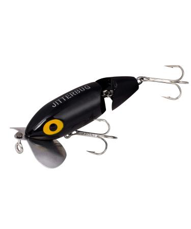 Arbogast Jitterbug Topwater Bass Fishing Lure - Excellent for Night Fishing G650 (3 in, 5/8 oz) Black