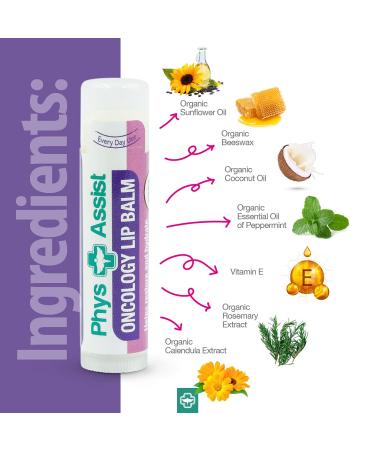 PhysAssist Oncology Lip Balm USDA Organic Hydrate Dry Parched Lips. Moisturizing -6 Pack - Buy Online on GoSupps.com