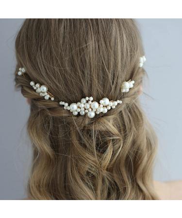 Cinaci 27 Pack Gold Rhinestone Leaf Flower Hair Combs & Pearl Pins Set - Wedding Hair Accessories for Women, Brides, Bridesmaids - Buy Online on GoSupps.com