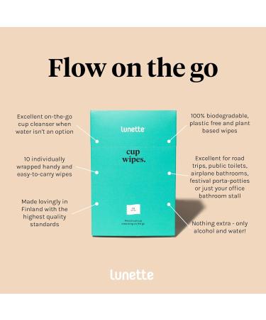 Lunette Cupwipe Cleaning Wipes - Pack of 10 | Eco-Friendly Menstrual Cup Care for International Shipping - Buy Online on GoSupps.com