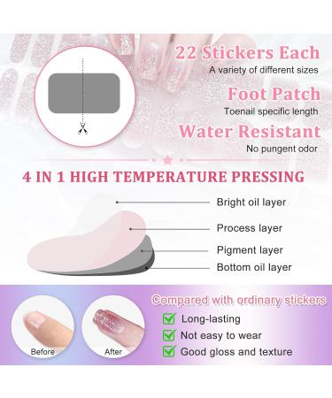 Semi Cured Gel Nail Strips 22PCS Pink Glitter Full Nail Wraps Soft Self-Adhesive Gel Nail Polish Stickers Salon-Quality Long Lasting Nail Art Decals Includes Prep Pads Nail File & Wood Stick - Buy Online on GoSupps.com