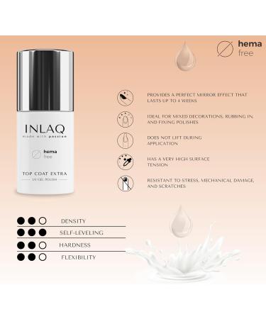 INLAQ HEMA Free Top Coat Extra + Base Coat | Complete Set for Top & Base for Hybrid Varnishes 2x6ml | No Wipe - UV Top Coat with Gloss Effect Base Gel for Nail Polish UV - Buy Online on GoSupps.com