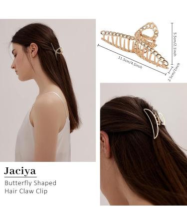 Jaciya 6 Pack Large Gold Metal Hair Claw Clips for Thick Hair - Stylish Butterfly Claw Hair Clips Accessory Set - Buy Online on GoSupps.com