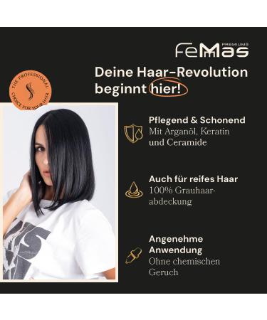 Femmas Hair Color Black 1 | Professional Cream with Argan Oil Keratin & Ceramides | Permanent Hair Coloring for Radiant Results | 100ml Pack - Buy Online on GoSupps.com