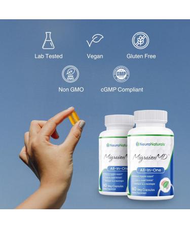 MigraineMD - Natural Migraine Prevention, Headache Relief, CoQ10, Magnesium Glycinate, Melatonin, Vitamin B2, Vitamin D3, 60 Capsules - Buy Online on GoSupps.com