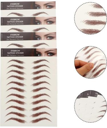 WOONEKY 4 Sheets Waterproof Eyebrow Stickers 6d Hair-like Eyebrows Stickers False Eyebrows Cosmetics Eyebrow Transfer Stickers Artificial Eyebrow Imitation Eyebrow Sticker 21x14.8cm Brown - Buy Online on GoSupps.com