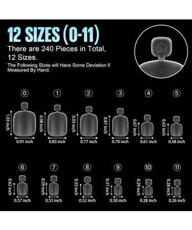 Tomicca 240 Pieces Transparent Artificial Toenails Kit - 12 Sizes Full Cover Acrylic False Toenails for Women - DIY Nail Art Accessories - Buy Online on GoSupps.com