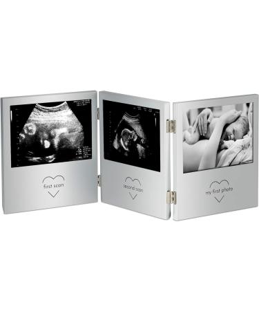 VonHaus Baby Scan Photo Frame - Gender Reveal & Baby Shower Gift - Stainless Steel, Double Hinged Frame with 3 Apertures - Buy Online on GoSupps.com