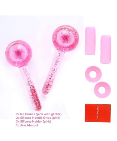 RejuvePixel Ice Globes for Facials - Glitter Face Globes 2PCS Set - Cold Roller Massager for Dark Circles, Puffiness, Wrinkles - Face, Neck & Eyes Cooling Glass Sticks with Holder - Buy Online on GoSupps.com