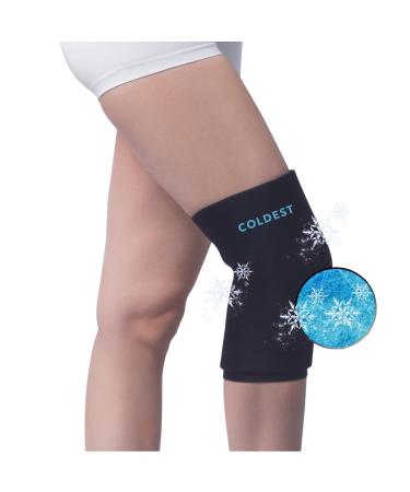 Coldest Knee Ice Pack 360 - Knee Pain Relief Compression Reusable Gel Ice wrap for Leg Injuries Swelling Knee Replacement Surgery Cold Compress Therapy (Medium)