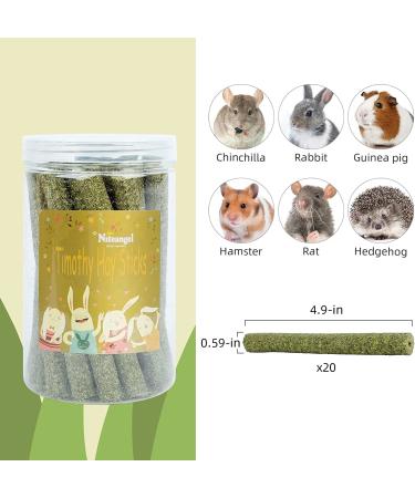 Niteangel 20pcs Natural Timothy Hay Sticks for Rabbits, Chinchillas, Guinea Pigs | Molar Rod for Small Animals - Buy Online on GoSupps.com