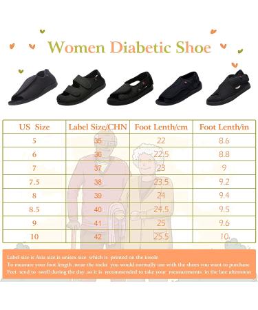 BROMZ Women's Diabetic Arthritis Slippers - Adjustable Strap, Extra Wide Width Sandals for Swollen Feet - Black, Size 10 - Buy Online on GoSupps.com