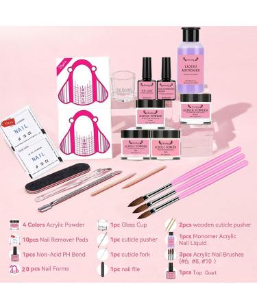 Acrylic Powder and Liquid Set for Beginners Acrylic Nail kit Acrylic Powder Set Nails Kit Acrylic Set with Top Coat and Glue Nail Tip for Nail Extension Carving at Home (Set C) - Buy Online on GoSupps.com