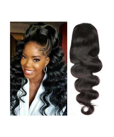 Ponytail Extension Human Hair Ponytail Extension Natural Color Drawstring Ponytail Hair Extensions for Women 8-26" Long Body Wave Pony Tails Clip in Remy Hair Pieces Ponytail Hairpiece for Women ( 18inches 160g