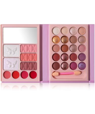 Professional Makeup Palette for Women Girls Complete Gift Kit 29 Colors Mixable Waterproof Matte Pearlescent Eyeshadow Lipstick Blush Contour