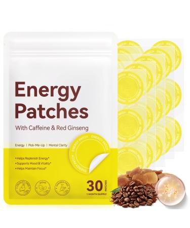Energy Patches for Adults Men Women - Topical Daily Wellness Awake Energy Patch - Enhanced Focus & Body Support with Caffeine Biotin B5 B3 and B12