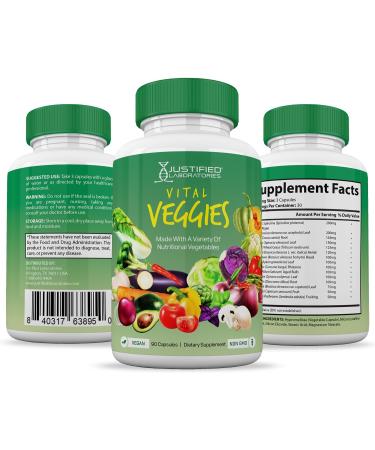 Buy Vital Fruits and Veggies Supplement - 2 Bottles Red & Green Superfoods Non-GMO Vegan 180 Veggie Capsules - Gut Health Immune Support - Buy Online on GoSupps.com