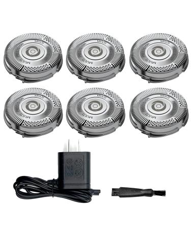 SH50 Replacement Heads compatible with Philips Norelco Electric Shaver Razor Series 5000(S5xxx) PowerTouch (PT8xx PT7xx) AquaTouch (S5xxx) SH50/52 Shavers Blades(6 pcs with charger)