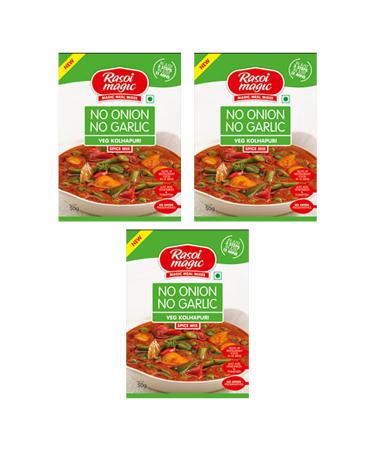 Rasoi Magic Various Seasoning Masala Powder (45 Gram) - A Mixture of Spices Adds Taste - Aromatic & Enhances Flavor of Meal (No Onion No Garlic Veg Kolhapuri Pack of 3)