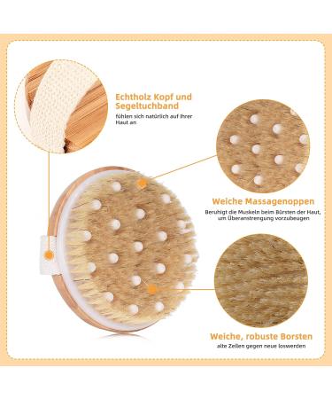 Natural Bristle Massage Brush for Cellulite & Lymphatic Health | Dry Body Peeling & Bathing Brush - Buy Online on GoSupps.com