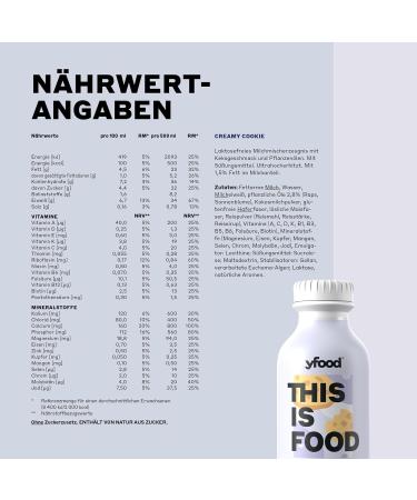 YFOOD Drink Creamy Cookie | Delicious On-the-Go Meal | 33g Protein 26 Vitamins & Minerals | 12x500ml Pack with 3.00 Deposit - Buy Online on GoSupps.com