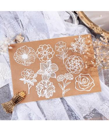 Vintage Scrapbooking Supplies Pack - 40 Pcs Cutout Lace Paper Feathers Flowers Leaves Frame Decorative DIY Craft Stationery - Buy Online on GoSupps.com