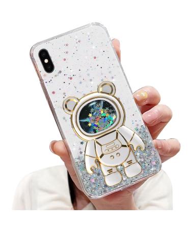 Tivenfezk Nadoli for iPhone XS Max Treibsand B r Astronaut Hidden Stand Cover caricature glitter astronaut stand soft silicone bling mobile phone case transparent protective cover iphone xs max clear