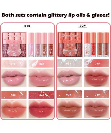 4Packs Lip Oil and Lip Gloss Set Lip Oil Hydrating Non-sticky Lip Glow Oil Tinted Clear Lip Plumper Moisturizing Lipgloss Set Gift For Women and Teenage Girl (02) - Buy Online on GoSupps.com