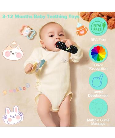 Baby Biting Toys - BPA-Free Silicone Dental Aid | 2 Bathing Toys & Remote Control Bite Ring for 3-12 Months - Black & White - Buy Online on GoSupps.com