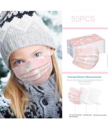 50PCS Kids Mask Disposable Cute Cartoon Printing 3Ply Protective Breathable Comfortable Anti Dust Face Bandanas Girls (C-006) - Buy Online on GoSupps.com