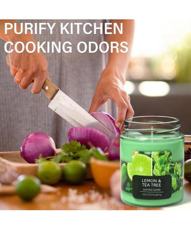 TRINIDa Lemon & Tea Tree Scented Odor Eliminating Candles Gift Set - Premium Natural Soy Candles for Women | Eliminates 99% of Pet, Smoke, & Other Odors Quickly - Buy Online on GoSupps.com