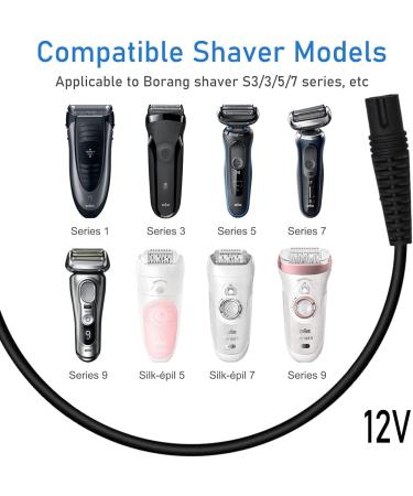 12V Braun Shaver Charger Cable for Series 1 3 5 7 9 | UK Adapter Power Cord with Clean Brush | Compatible with Electric Razor Beard Trimmer 3010S 3020S 3040S 5377 5513 5515 5544 - Buy Online on GoSupps.com