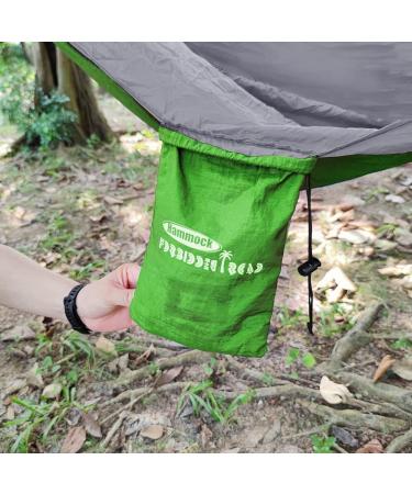 Forbidden Road Single Camping Hammock - Lightweight 210D Nylon Parachute Hammock for Outdoor Hiking and Travel - Supports 400lbs - Ropes and Carabiners Included - Green/Grey - Buy Online on GoSupps.com