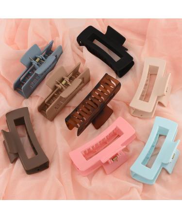 8 Pack Large Rectangle Hair Claw Clips - Matte Hair Clips for Women - Strong Hold for Thin, Thick, Curly Hair - Non-slip Square Hair Accessories - Buy Online on GoSupps.com