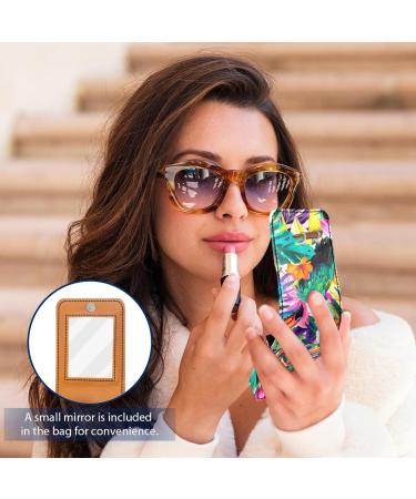 Travel Lipstick Organizer Case - Portable Makeup Bag with Mirror | Tropical Toucan & Parrot Design | Ideal for International Shipping - Buy Online on GoSupps.com