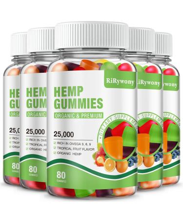 Hemp Gummies 5 Pack High Potency Edible Gummies - Extra Strength Supplement - Organic Hemp Oil Extract Vegan Bear Gummy 100 Count (Pack of 4)