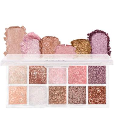 AMY'S DIARY White Glitter Purple Gold Pink Brown Shimmer Eye Eyeshadow Make Up Palette Pallet 10 Colors Glitter Shimmer Eye shadow Palette Makeup for Girl 04